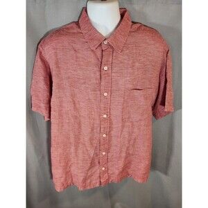 Orvis Men's Button Down Shirt 100% Linen Size‎ XL Short Sleeve Red